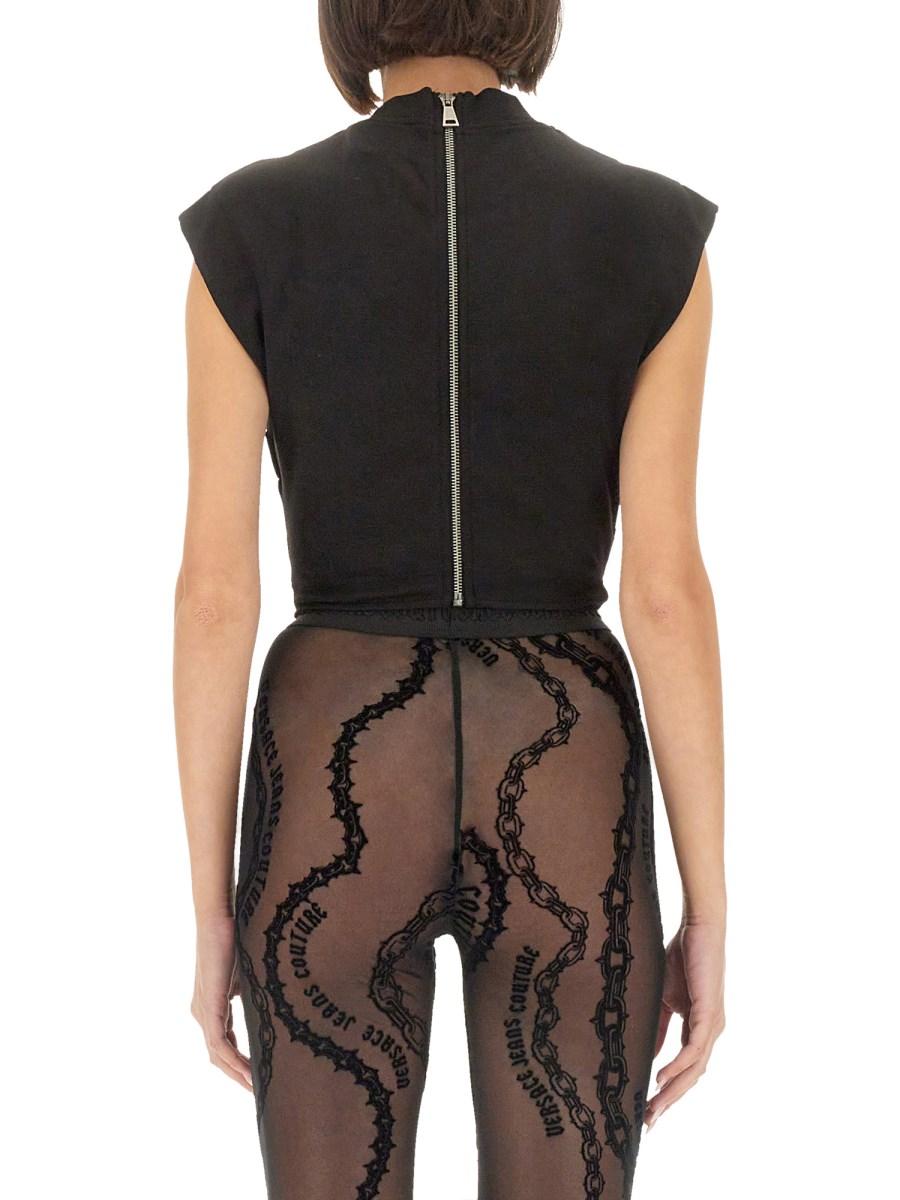 VERSACE JEANS COUTURE TOP IN JERSEY DI COTONE CON LOGO Italy