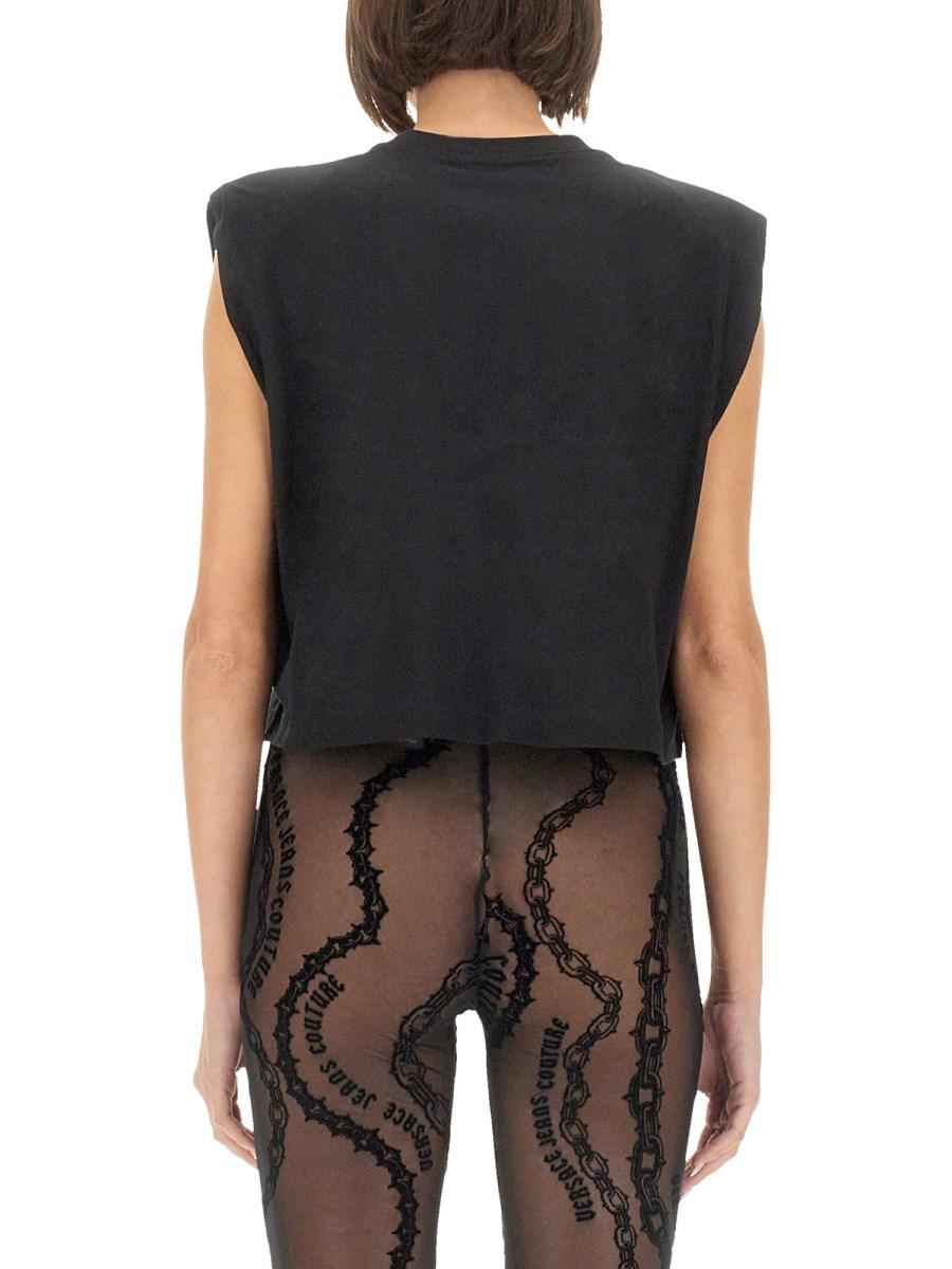 VERSACE JEANS COUTURE TOP IN JERSEY DI COTONE CON LOGO 2025