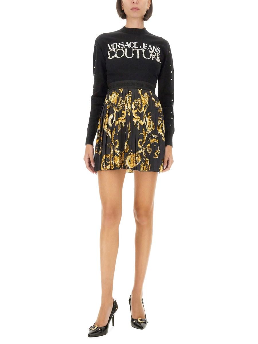 VERSACE JEANS COUTURE GONNA MINI PLISSETTATA Vendita