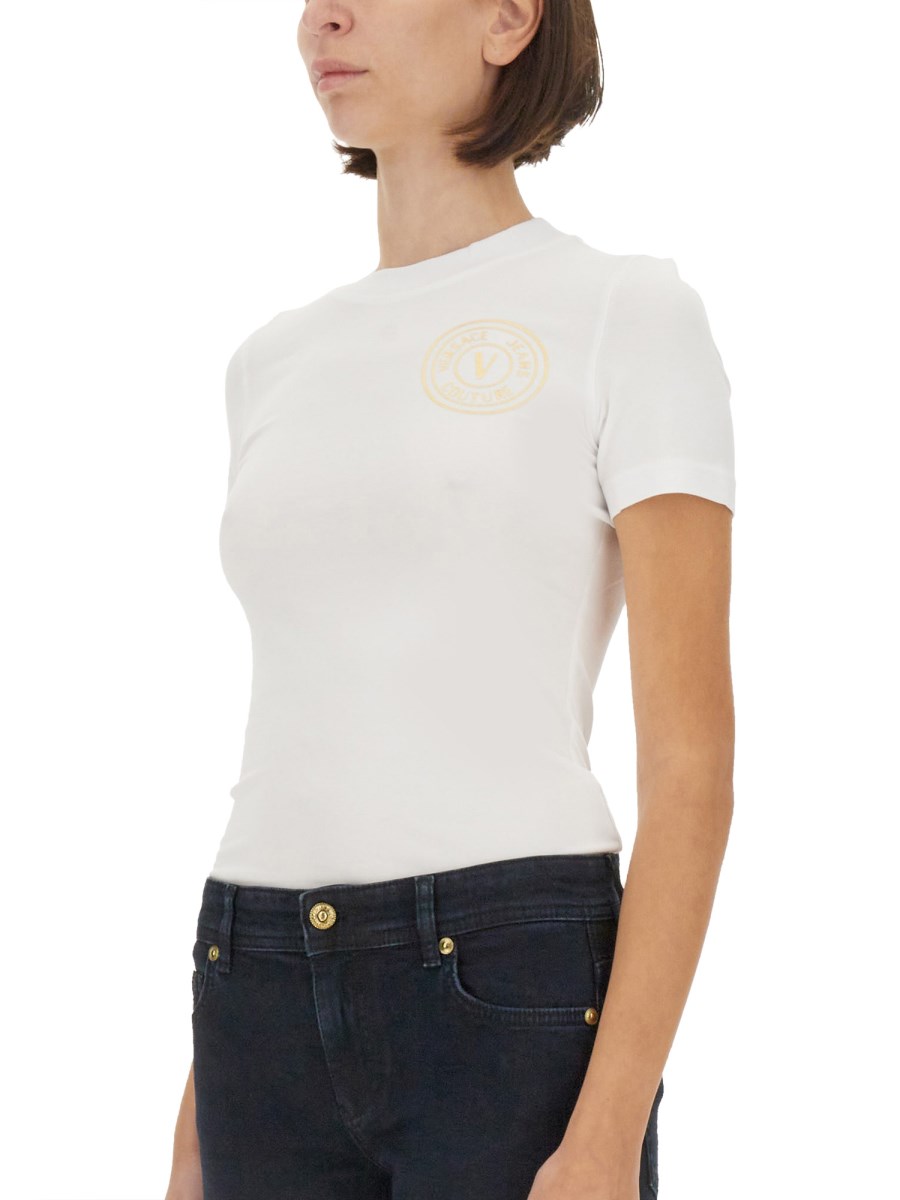 VERSACE JEANS COUTURE T-SHIRT IN JERSEY DI COTONE CON LOGO Promozione