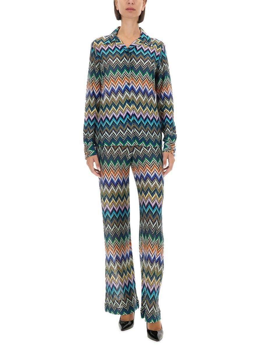 MISSONI CAMICIA TAGLIO BOWLING IN VISCOSA ZIG ZAG Consegna Veloce