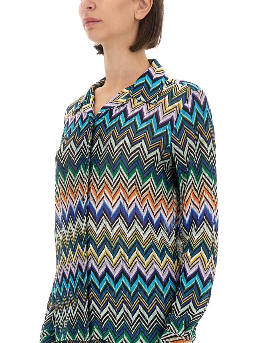 MISSONI CAMICIA TAGLIO BOWLING IN VISCOSA ZIG ZAG Consegna Veloce