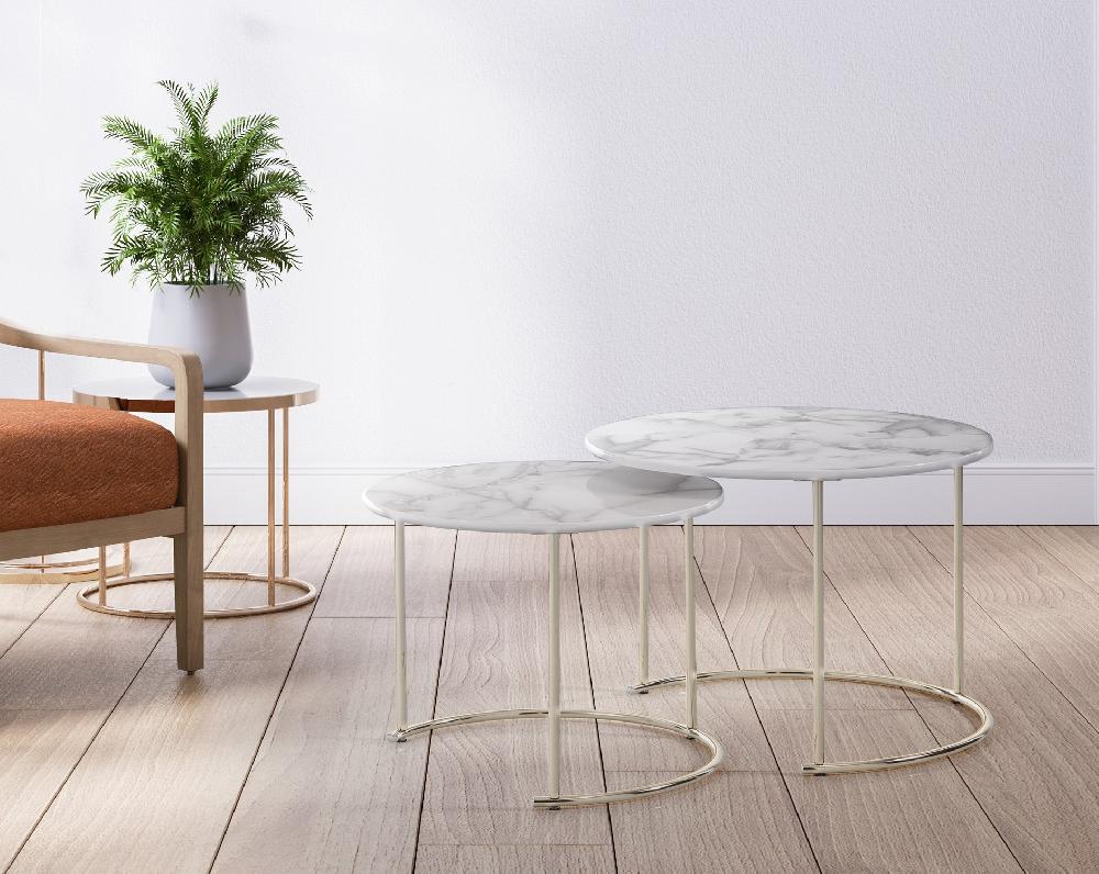 Tomasucci Set 2 tavolini THIN-R WHITE MARBLE Online Outlet