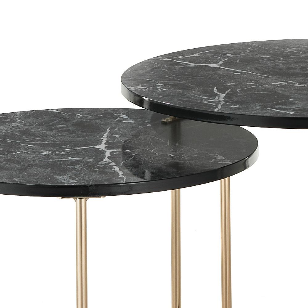 Tomasucci Set 2 tavolini THIN-R BLACK MARBLE / GOL Offerte esclusive