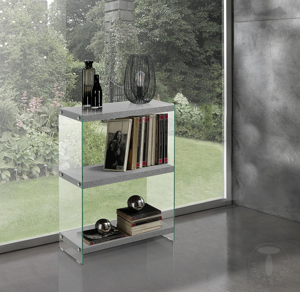 Tomasucci libreria 3 ripiani NANCY 70 CEMENT Spedizione Gratuita