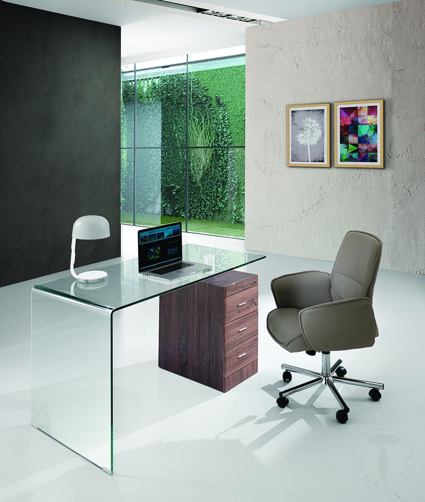 Tomasucci scrivania in vetro curvato BOW WOOD Offerte
