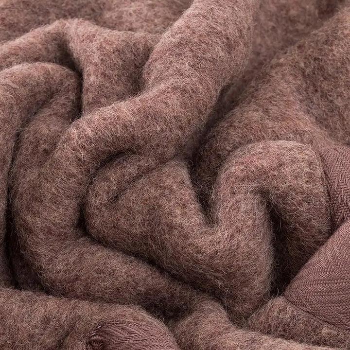 Zenoni & ColombiCoperta New Zeland in pura lana vergine Lambswool certificata Woolmark Marrone Presa