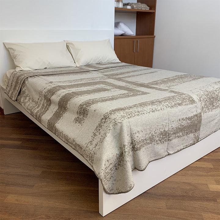 Zenoni & ColombiCoperta in misto Lana con bordo a punto cavallo Nassau Beige Offerte