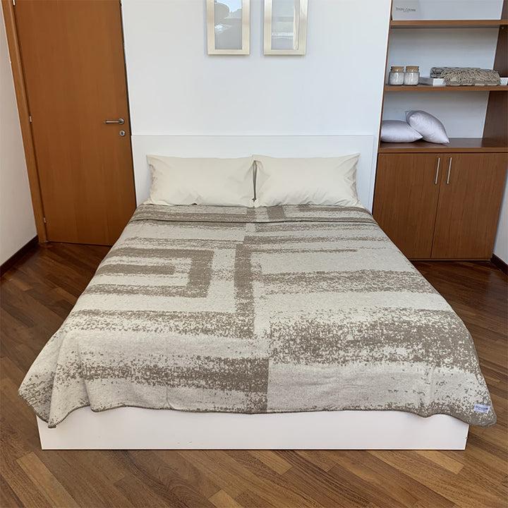 Zenoni & ColombiCoperta in misto Lana con bordo a punto cavallo Nassau Beige Offerte