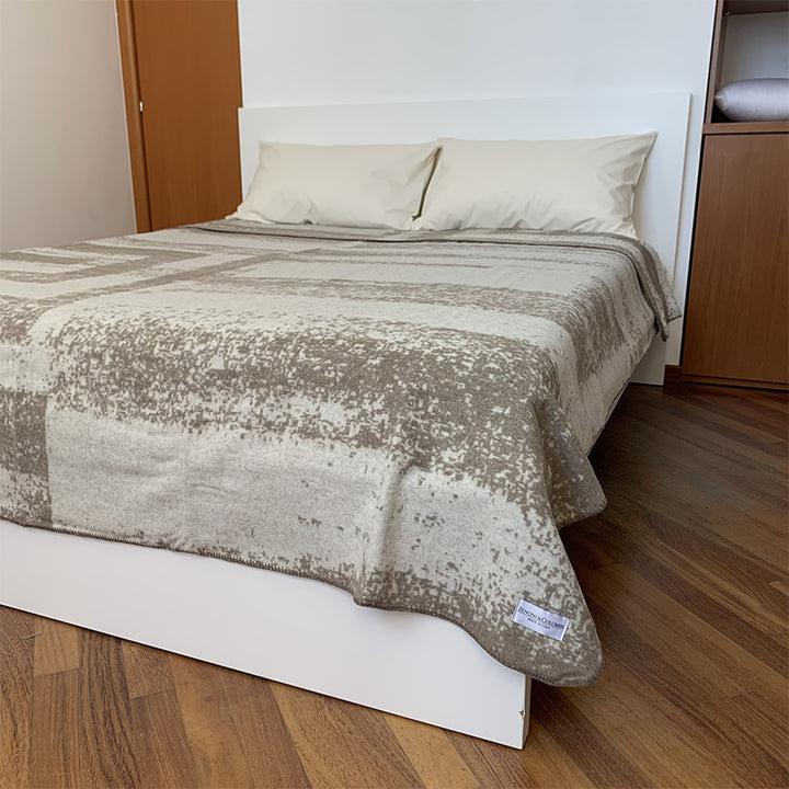 Zenoni & ColombiCoperta in misto Lana con bordo a punto cavallo Nassau Beige Offerte