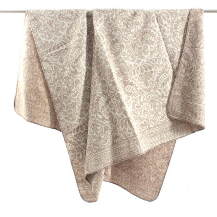 Zenoni & ColombiCoperta in misto Lana con disegno Jacquard Princess Beige Saldi Di Fabbrica