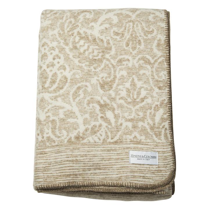 Zenoni & ColombiCoperta in misto Lana con disegno Jacquard Princess Beige Saldi Di Fabbrica