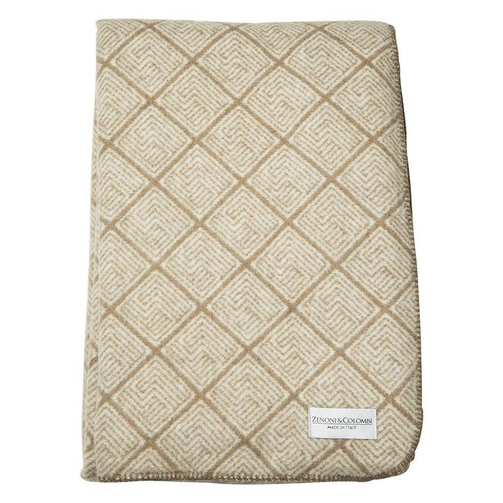 Zenoni & ColombiCoperta misto Lana Damier con disegno Jacquard Beige Vendite Flash