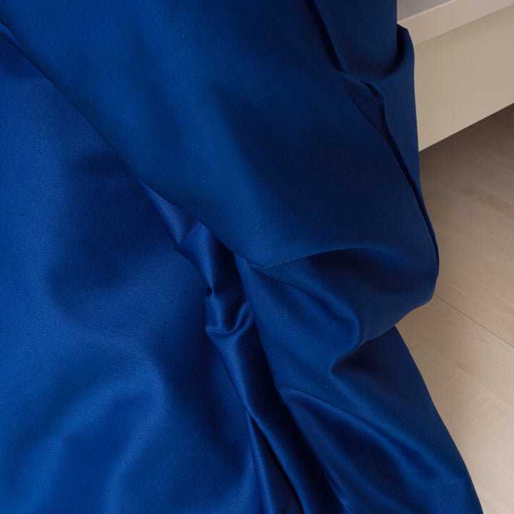 Zenoni & ColombiCopripiumino in 100% Raso di Cotone Blu Oltremare con Federe Nuovo