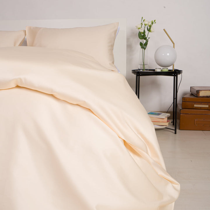 Zenoni & ColombiCopripiumino in 100% Raso di Cotone Beige Crema con Federe Qualità