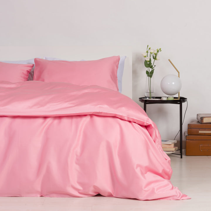 Zenoni & ColombiCopripiumino in 100% Raso di Cotone Rosa Corallo con Federe Promozione