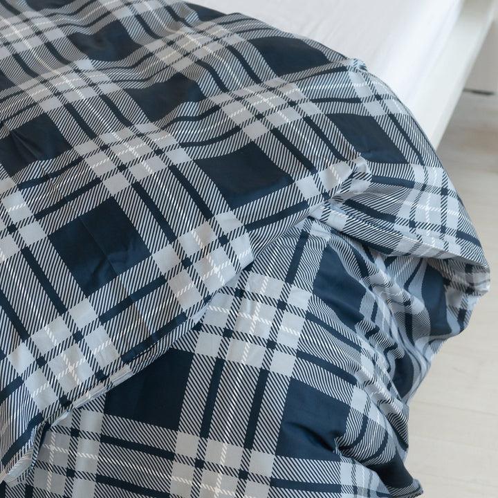 Zenoni & ColombiCopripiumino Newport Blu in 100% Raso di Cotone Stampato Fantasia Tartan con Federe Pezzi Unici