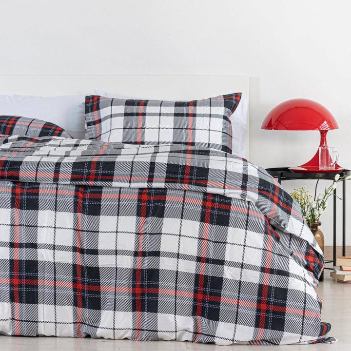 Zenoni & ColombiCopripiumino Glasgow in 100% Raso di Cotone Stampato Fantasia Tartan con Federe Acquista Ora
