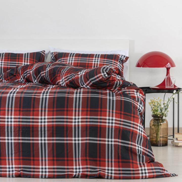 Zenoni & ColombiCopripiumino Belfast in 100% Raso di Cotone Stampato Fantasia Tartan con Federe Consegna Veloce
