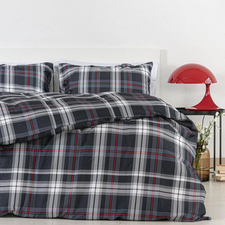 Zenoni & ColombiCopripiumino Cardiff in 100% Raso di Cotone Stampato Fantasia Tartan con Federe Fino Al -60%