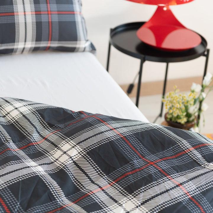 Zenoni & ColombiCopripiumino Cardiff in 100% Raso di Cotone Stampato Fantasia Tartan con Federe Fino Al -60%
