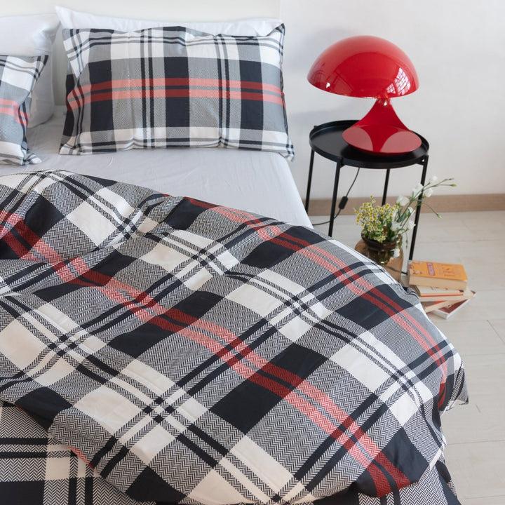 Zenoni & ColombiCopripiumino Liverpool in 100% Raso di Cotone Stampato Fantasia Tartan con Federe Affare Del Giorno