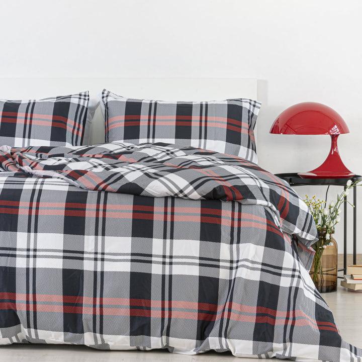 Zenoni & ColombiCopripiumino Liverpool in 100% Raso di Cotone Stampato Fantasia Tartan con Federe Affare Del Giorno