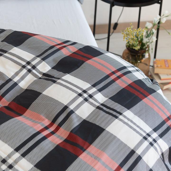 Zenoni & ColombiCopripiumino Liverpool in 100% Raso di Cotone Stampato Fantasia Tartan con Federe Affare Del Giorno