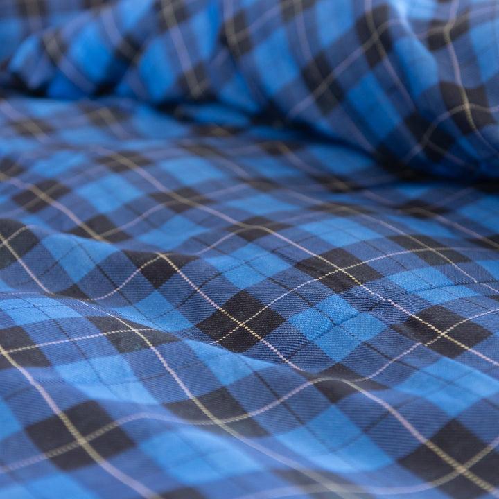 Zenoni & ColombiCopripiumino Oxford Blu in 100% Raso di Cotone Stampato Fantasia Tartan con Federe Prezzo Ridotto