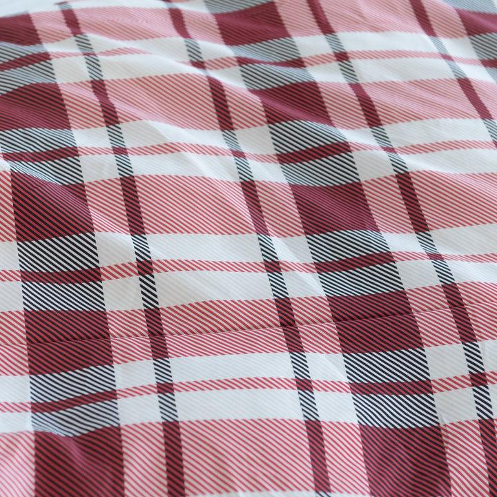 Zenoni & ColombiCopripiumino Newport Rosso in 100% Raso di Cotone Stampato Fantasia Tartan con Federe Sottocosto