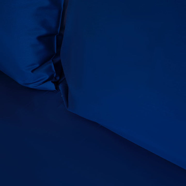 Zenoni & ColombiCompleto Lenzuola in 100% Raso di Cotone Blu Oltremare Offerta