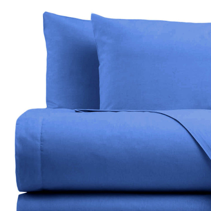 Zenoni & ColombiCompleto Lenzuola in 100% cotone alta qualità Blu Royal Italy