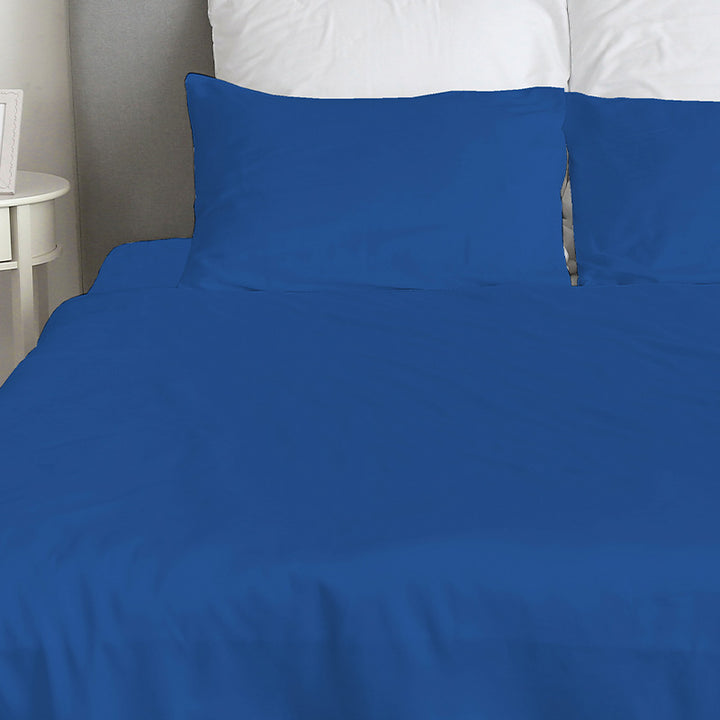 Zenoni & ColombiCompleto Lenzuola in 100% cotone alta qualità Blu Royal Italy