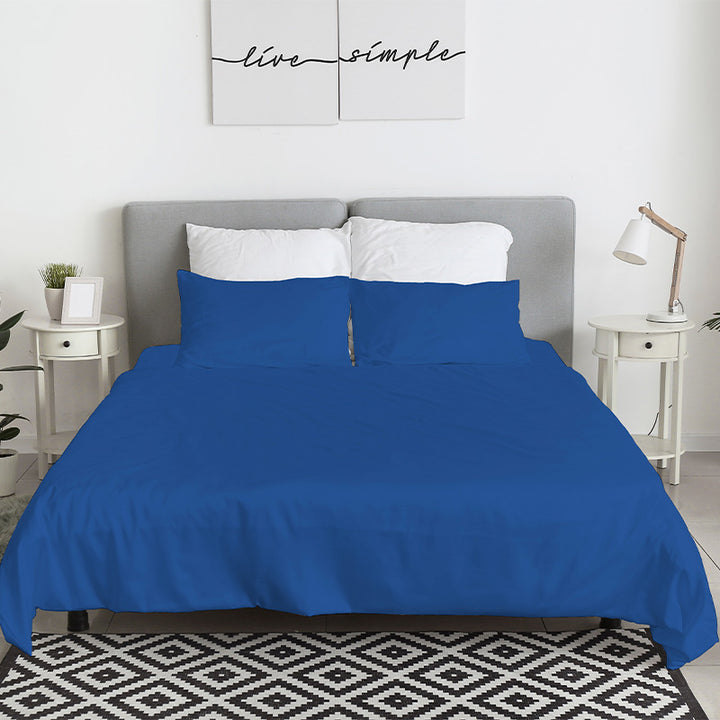 Zenoni & ColombiCompleto Lenzuola in 100% cotone alta qualità Blu Royal Italy