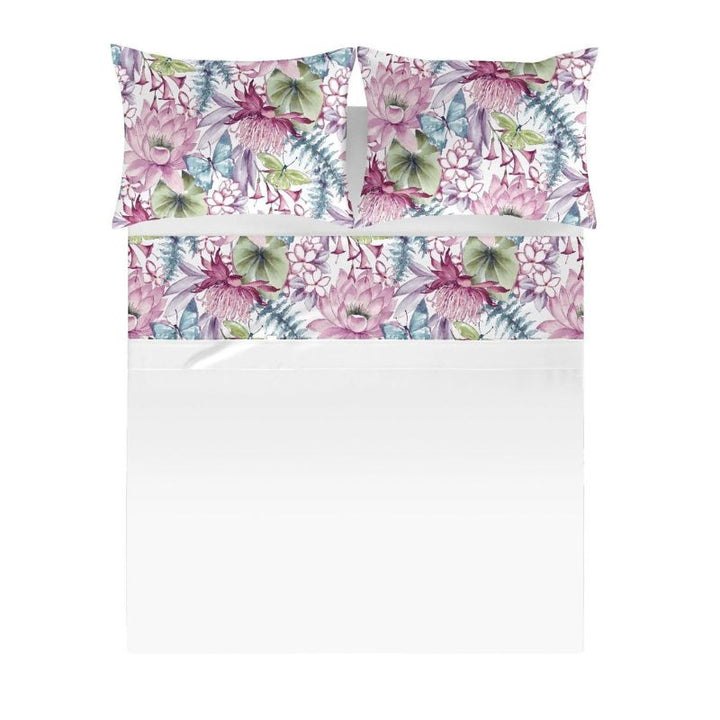 Zenoni & ColombiParure lenzuola con stampa 100% Cotone Felci Rosa Promozione