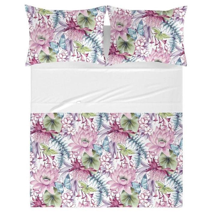 Zenoni & ColombiParure lenzuola con stampa 100% Cotone Felci Rosa Promozione