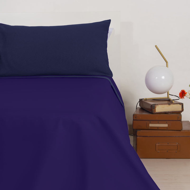 Zenoni & ColombiCompleto Lenzuola Matrimoniale con balza in Jacquard Keppler Prugna Qualità Garantita