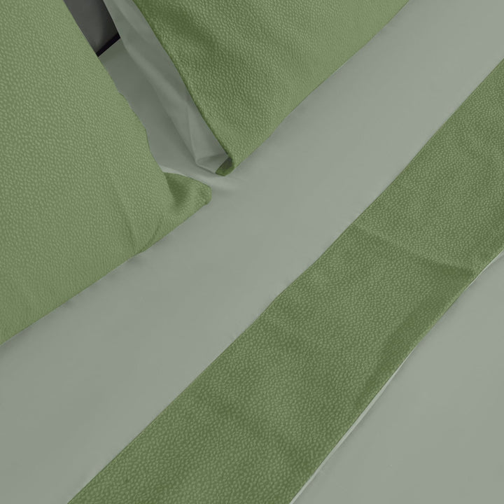 Zenoni & ColombiCompleto Lenzuola Matrimoniale con balza in Jacquard Keppler Verde Chiaro Consegna Veloce