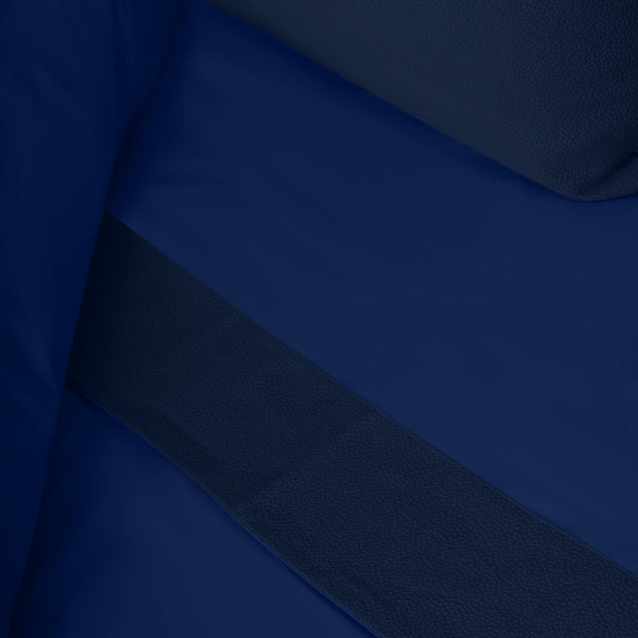 Zenoni & ColombiCompleto Lenzuola Matrimoniale con balza in Jacquard Keppler Blu Promozione Limitata