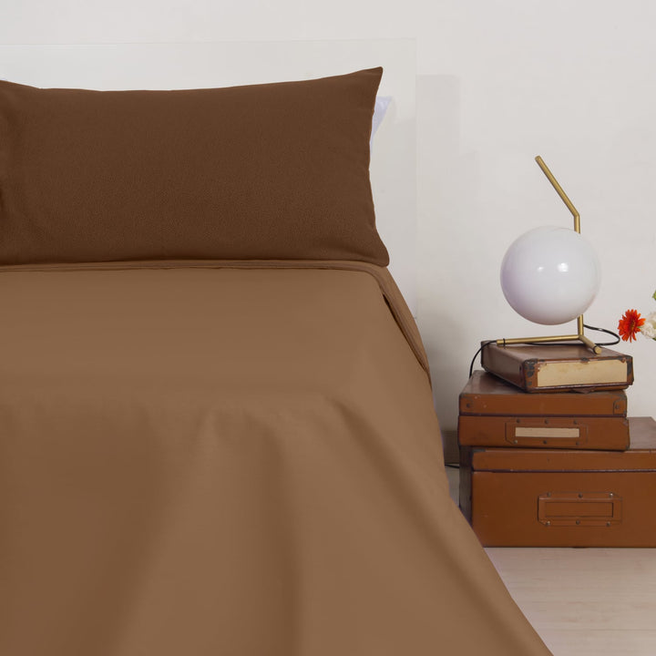 Zenoni & ColombiCompleto Lenzuola Matrimoniale con balza in Jacquard Keppler Nocciola Fino Al -60%