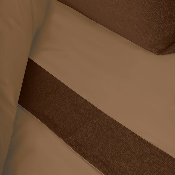 Zenoni & ColombiCompleto Lenzuola Matrimoniale con balza in Jacquard Keppler Nocciola Fino Al -60%