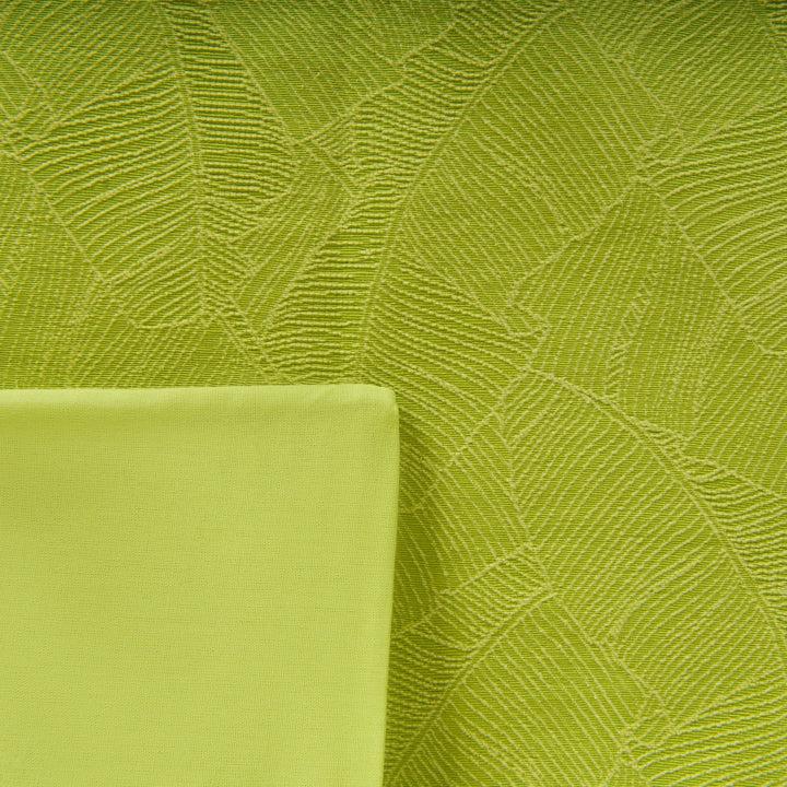 Zenoni & ColombiCompleto Lenzuola Matrimoniale con balza in Jacquard Giungla Verde Mela Affare Del Giorno