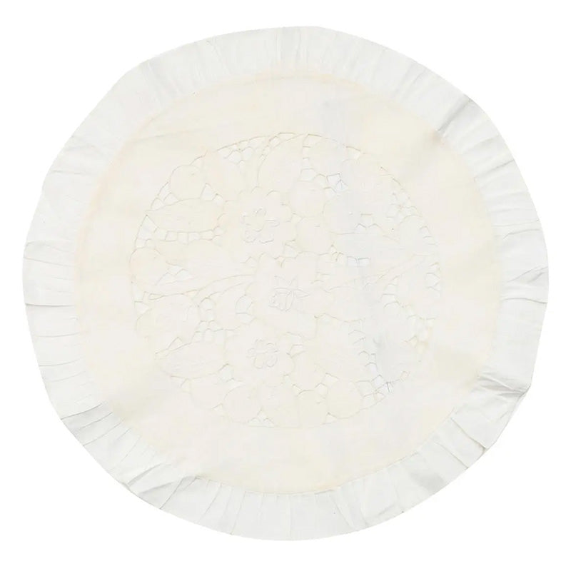 Zenoni & ColombiFedera arredo ricamata a mano in misto Lino Made in Italy variante Camelia diam. 42 cm Negozio