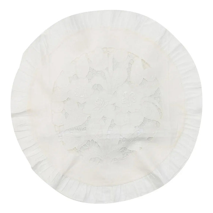 Zenoni & ColombiFedera arredo ricamata a mano in misto Lino Made in Italy variante Camelia diam. 42 cm Negozio