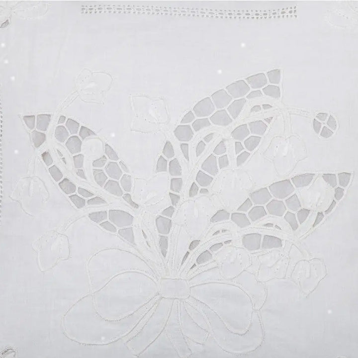 Zenoni & ColombiFedera arredo ricamata a mano in misto Lino Made in Italy variante Fenice 42x42 cm Nuova