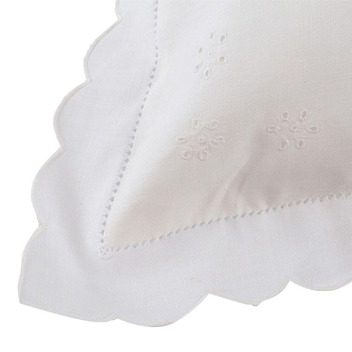 Zenoni & ColombiFedera arredo ricamata a mano in misto Lino Made in Italy variante Mary's Rose 42x42 cm In Linea
