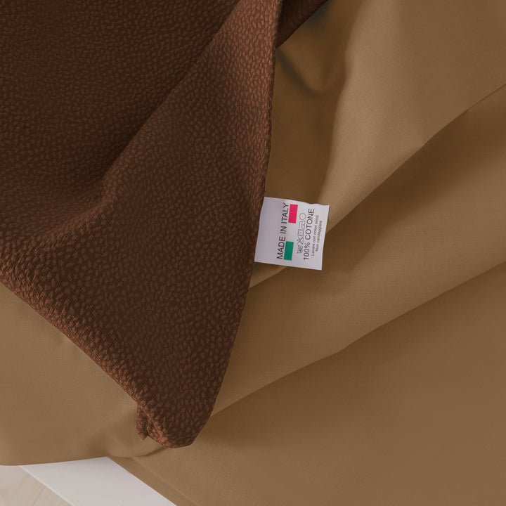 Zenoni & ColombiCompleto copriletto con federe in cotone Jacquard Keppler Nocciola Affare Del Giorno