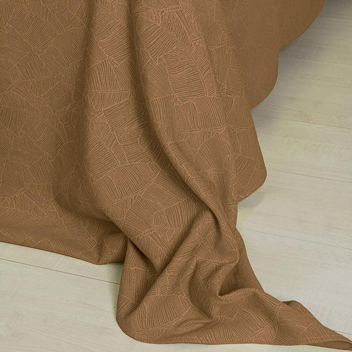 Zenoni & ColombiCompleto Copriletto con federe in cotone Jacquard Giungla Nocciola In Vendita