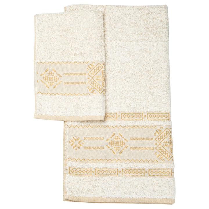 Zenoni & ColombiCoppia ospite+salvietta in spugna jacquard 450 gr Punto Antico Toscano Senape Promozione Limitata