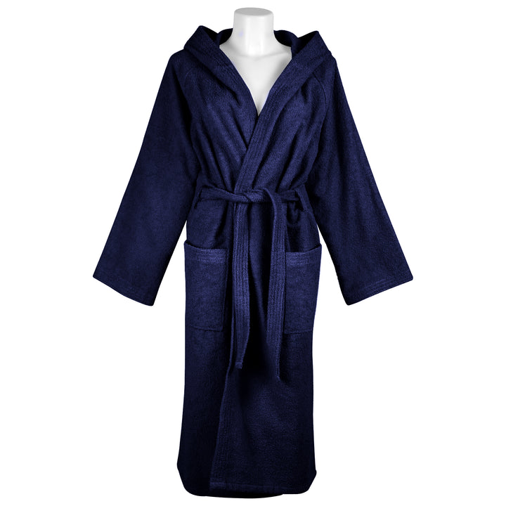 Zenoni & ColombiAccappatoio Essential con cappuccio in spugna di cotone Blu Navy Affare Del Giorno